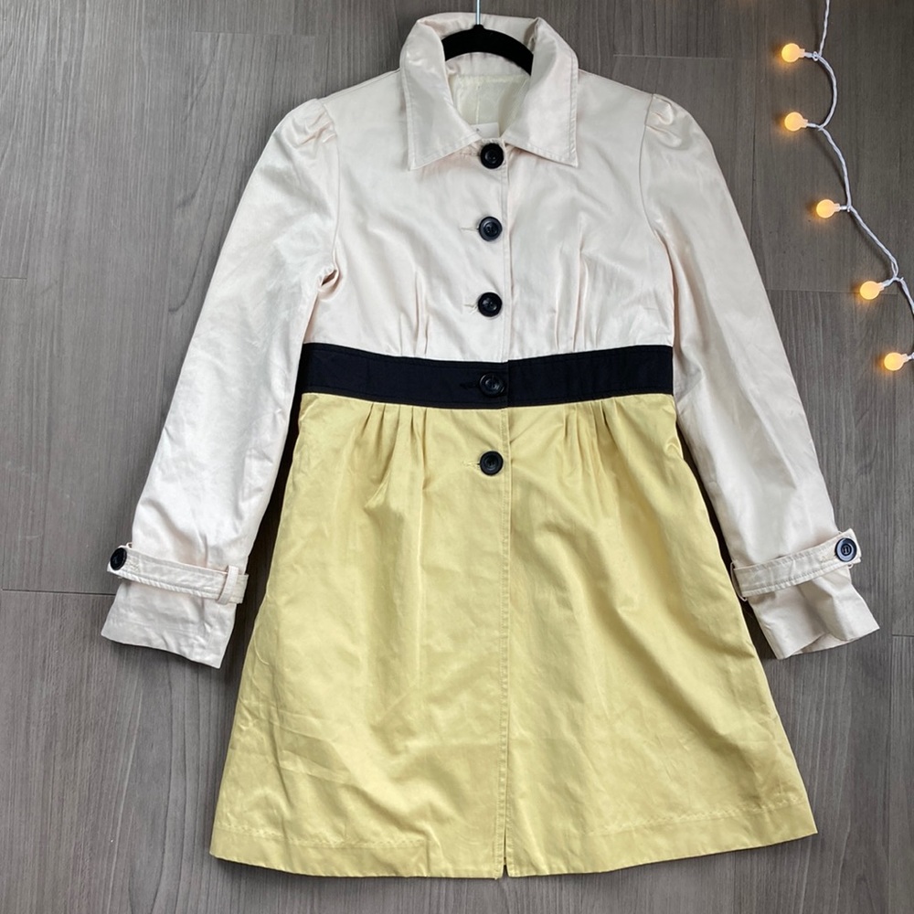 Color Blocked Lightweight Cotton/Rayon Jacket - Yellow, Cream, Black